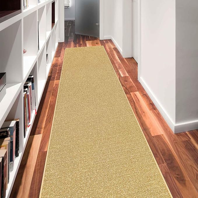Machine Washable Modern Solid Design Non-Slip Rubberback 2x6 Traditional Runner Rug for Hallway, Kitchen, Bedroom, Living Room, 2'2" x 6', Beige