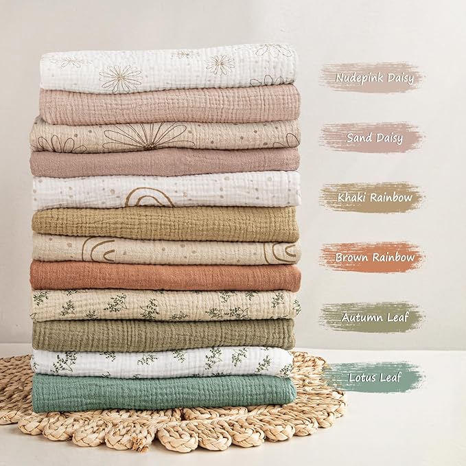 Muslin Bassinet Sheets Baby: Cotton Bassinet Sheets Fitted for Boys and Girls - Bassinet Sheets for Oval Rectangle or Hourglass Mattress(Autumn Leaf)