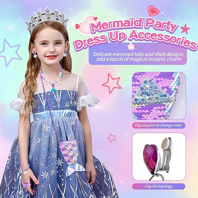 Cherry Tale Mermaid Gifts for Girls Age 5 6 7 8 9 10, Girls Mermaid Birthday Gifts Set with Light Up Star Pillow Diary Plush DIY Water Bottle Kits Christmas Presents Toys