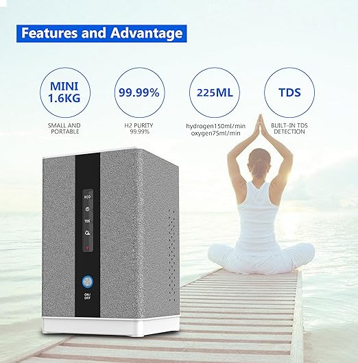 H2&O2 Inhalation Machine with 225ml/min 99.99% High Purity H2 Low Noise Hydrogen Water Generator ionizer SPE/PEM