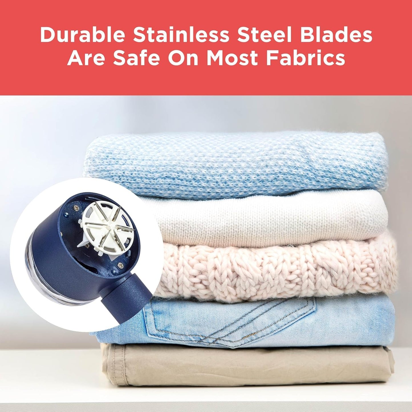 BLACK+DECKER Rechargeable USB-C Fabric & Garment Shaver – Large Capacity Lint Remover for Clothing and Upholstery, 6 Stainless Steel Blades