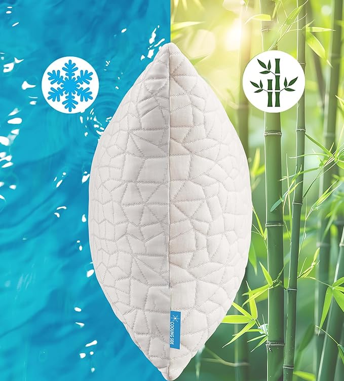 Cooling Pillows for Sleeping, Adjustable Shredded Memory Foam Bed Pillows King Size Set of 2, Cool Pillow for Hot Sleepers, with Extra Fill for Side Back and Stomach Sleepers
