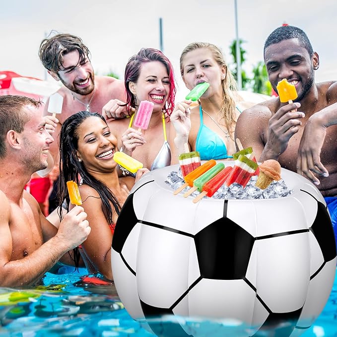 Soccer Party Decorations Inflatable Cooler Soccer Drink Cooler Reusable Floating Party Cooler Blow up PVC Football Party Cooler for Sports Themed Supply Drink Beer Food for Summer Parties(3 Pcs)