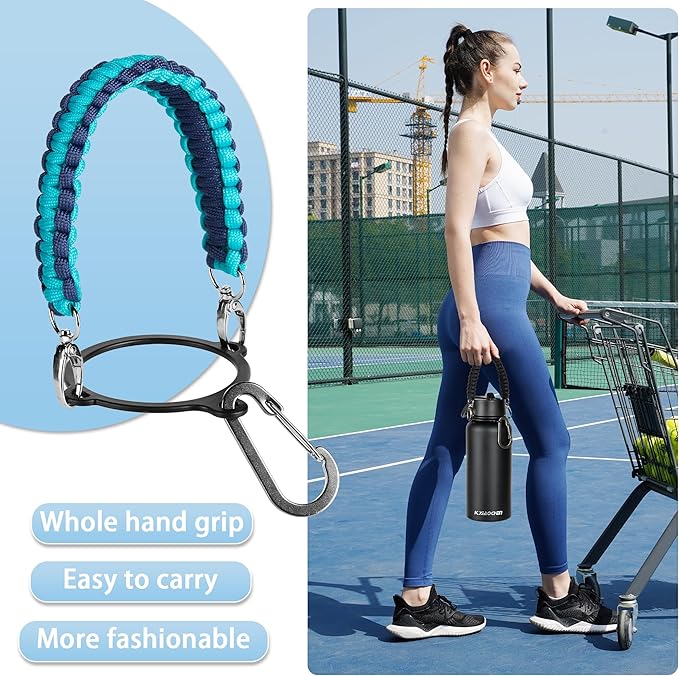 32 oz Insulated Water Bottle with Paracord Handles & Strap, 2 Lids(Straw Lid&Spout Lid), Stainless Steel Reusable Wide Mouth Metal Water Bottle With Straw, Double Walled, Thermo Mug(Dark Night)