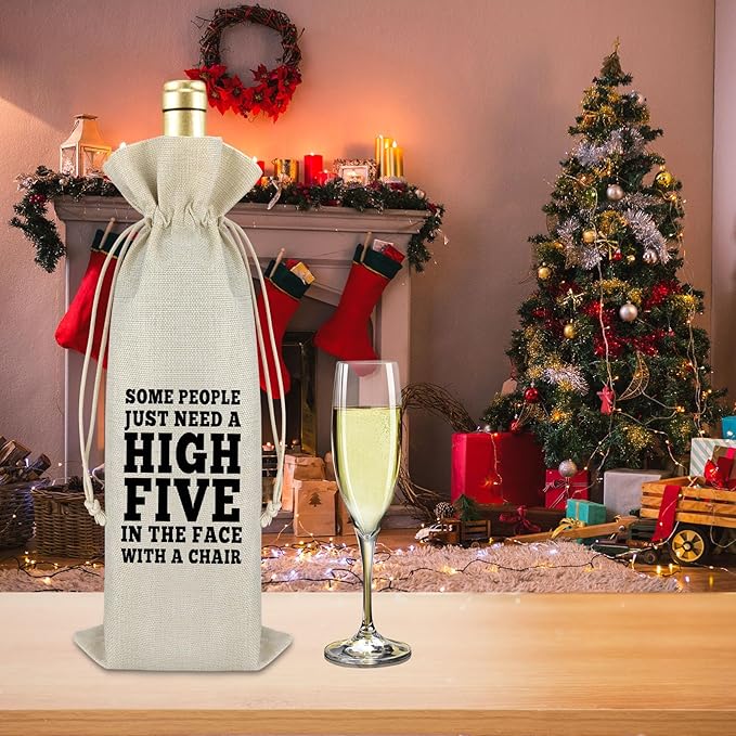 Wine Bag Birthday Gift for Women Men Wine Wrap Bag Birthday Present for Friends Family Coworker Him Her Boss Birthday Party Decors Reusable Burlap Wine Bag Christmas Gift