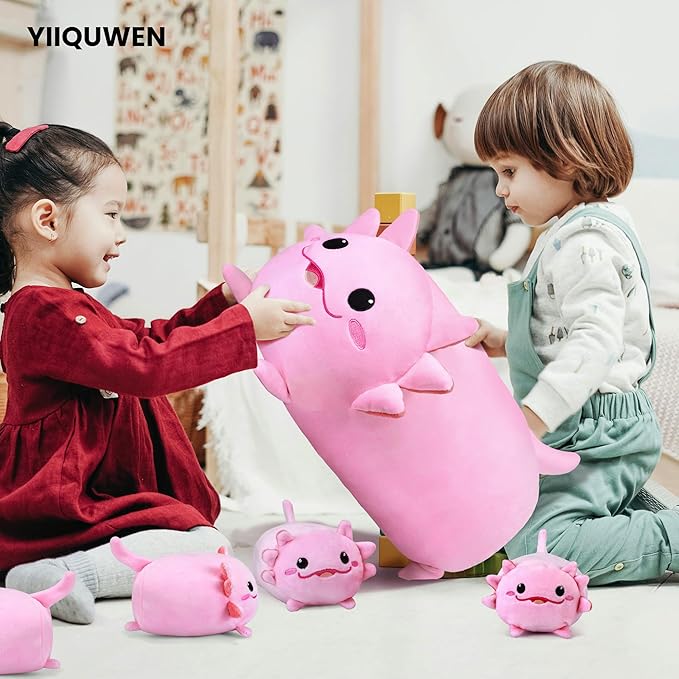 Axolotl Plush Cute Axolotl Stuffed Animal with 4 Baby Soft Pillow Valentine's Day, Birthday Gift for Girls Boys Kids Decor