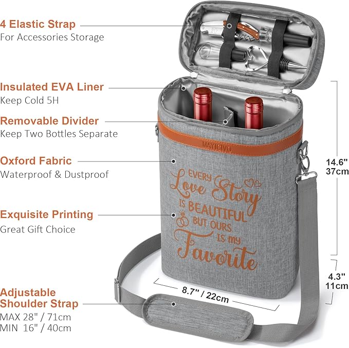 Anniversary Engagement Gifts for Men Women, Mr and Mrs Wine Tumblers Gifts - Funny Wedding Gifts for Couple, Bridal Shower, Newlywed - Insulated Wine Cooler Tote Bag with Glasses and Wine Accessories