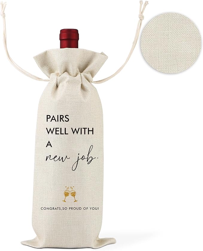New Job Gifts,Job Promotion Gift,Congrats on New Job,Leaving Job Gifts,Going Away Gifts for Coworker,New Chapter Of Your Life Wine Bags,New Job Gifts Wine Bag,1 Drawstring Gift Wine Bag,Q11