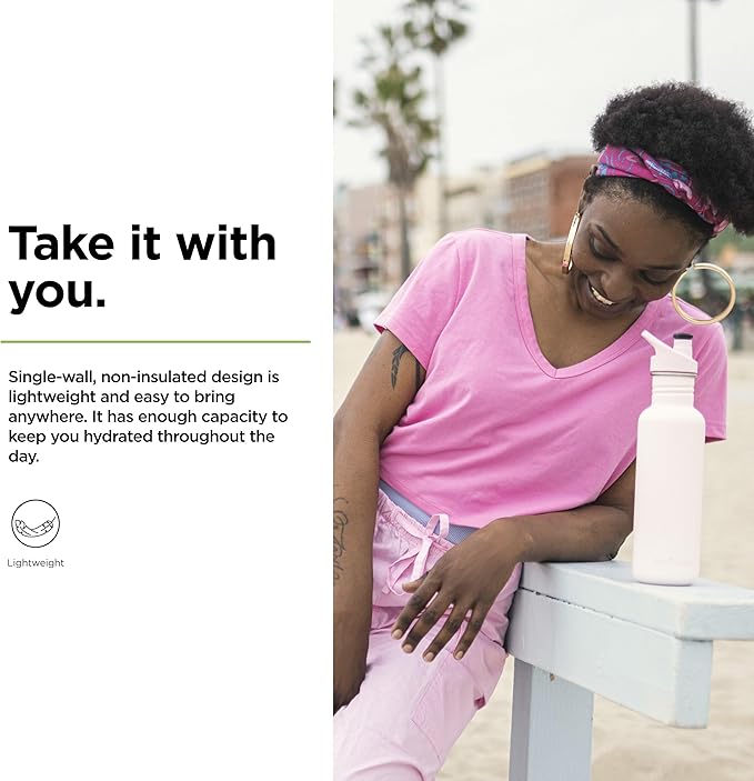 KLEAN KANTEEN Heavenly Pink Classic Water Bottle with Sport Cap, 1 EA