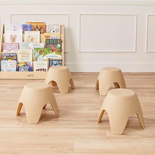 ECR4Kids Ayana Stool Set, Flexible Seating, Sand, 4-Pack