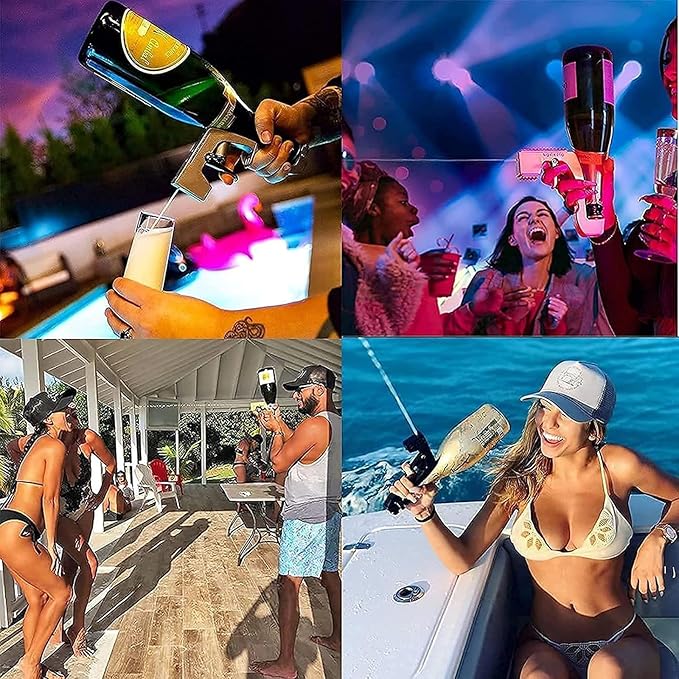 Champagne Gun,Champagne Gun Shooter，Beer Gun，Champagne Spray Gun，Beer Water Gun,Beer Gun For Birthday Celebrations,Adjustable Champagne Sprayer,Champagne Gun Shooter (Black)