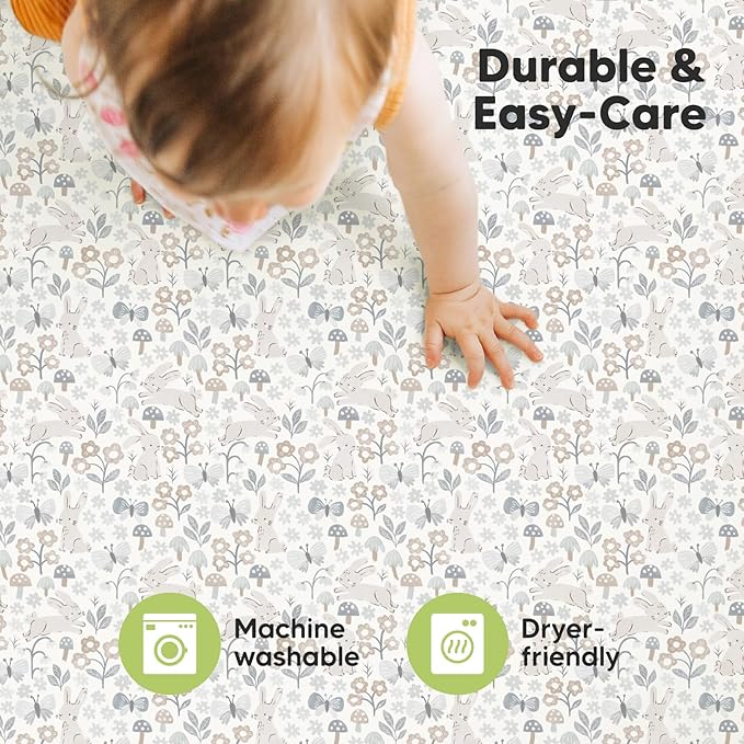 Pack and Play Sheets Fitted, 2-Pack Mini Crib Sheets - Pack N Play Sheets, Organic Fitted Crib Sheet for Pack and Play Mattress, Playard Baby Crib Sheets,Crib Sheets Neutral for Boys,Girls (Prairie)