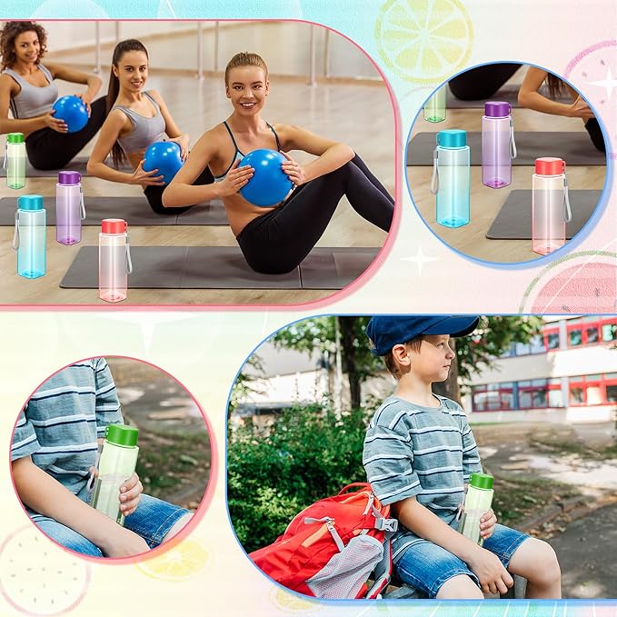 Mifoci 20 Pieces Water Bottle Bulk 17 oz Plastic Water Bottles Bulk Sport Drink Bottles with Handle Strap Lightweight Leakproof for Party Outdoor Children School Classroom