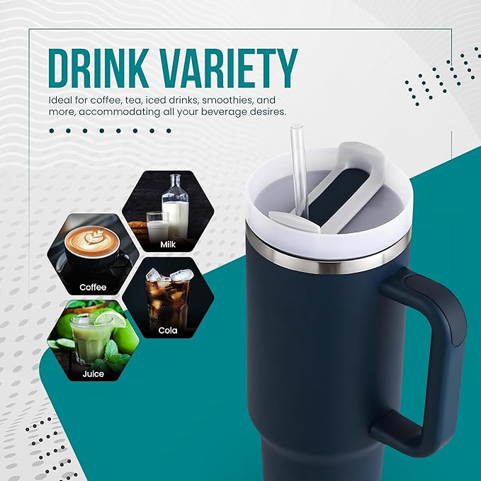 Generic Cup Inspired 40oz Insulated Water Tumbler with Handle & Straw - Vacuum Sealed Travel Mug for Hot & Cold Drinks, Ideal for Home & Office