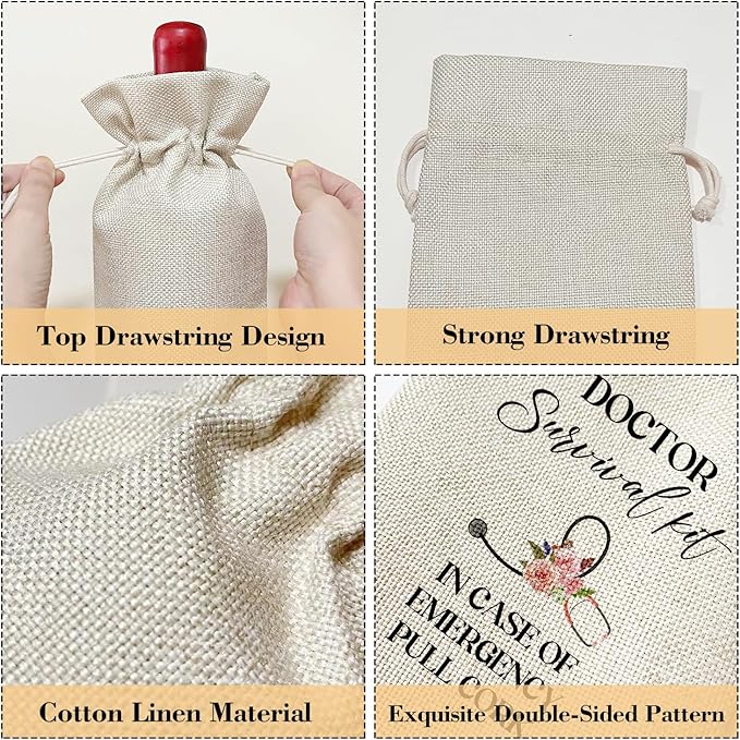 Doctor Appreciation Gifts for Women, Thank You Gifts for Doctors Coworker Colleague Pharmacy Graduation Gifts for Sister Daughter Thanksgiving Gifts Wine Bag Party Favor Decoration Supplies /25