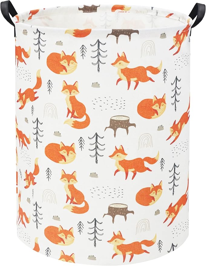 Foxes Kids Laundry Basket Baby Hamper Foxes Toy Storage Bin for Boys Room Decor Baby Nursery Hamper Gift Baskets for Bedroom Bathroom(Foxes)