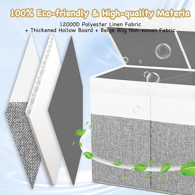 Large Toy Box Chest,Toy Storage Organizer,Storage Bins with Lids,Stuffed Animal Storage,Toy Bins for Kids,Toddlers,Baby,Girls,Nursery,Living Room,playroom(Grey)