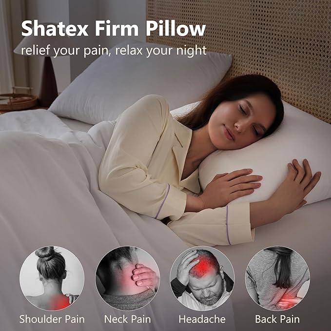 Shatex Firm Pillow, King Bed Pillow 34 x 20inch, Adjustable Pillow for Neck Pain Relief，Back Pillow Provide Strong Support for Stomach & Side Sleepers