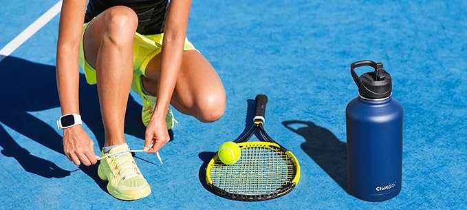 CIVAGO 22 oz Insulated Water Bottle With Straw, Stainless Steel Sports Water Flask Cup with 3 Lids (Straw, Portable Spout and Handle Lid), Double Walled Travel Thermal Canteen Mug, Dark Rainbow