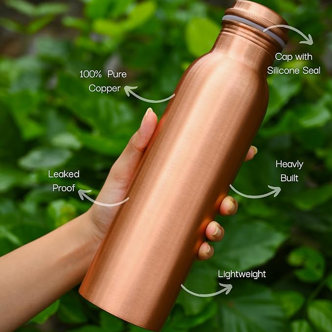 RAJRANG Copper Water Bottle 34 oz Leak Proof Design Vessel Ayurveda Health Pitcher for Sport Fitness Yoga 1000 ml