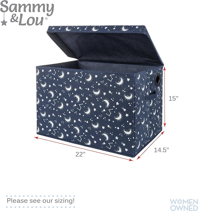 Sammy & Lou Collapsible Felt Soft Toy Box Toy Chest for Toddlers Toy Storage Organizer with Handles and Hinged Lid, 22 x 14.5 x 15 inches, Constellation