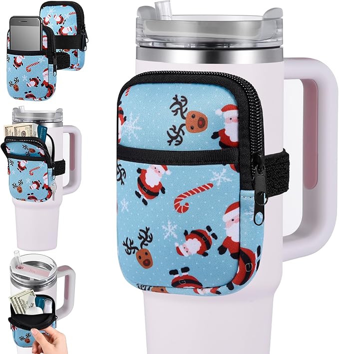 Water Cup Bottle Pouch Compatible for Stanley Tumbler Quencher Adventure 40oz & Stanley IceFlow 20/30 oz, Gym Running Water Bottle Fanny Pack Bag Accessories Handheld Caddy for Women Men