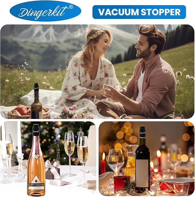 Wine Stopper, Vacuum Wine Bottle Stoppers for Wine Preservation System, Reusable hampagne Corks Stoppers with Time Scale Record for Wine Lovers.