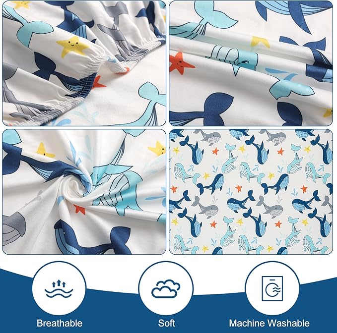 Pack n Play Fitted Sheet. 2 Piece Mini Crib Sheet. Elastic Playard Sheet. Portable Sheet Set. Elastic Convertible Playard Set. Compatible with Graco Pack n Play (Whale and Lion)