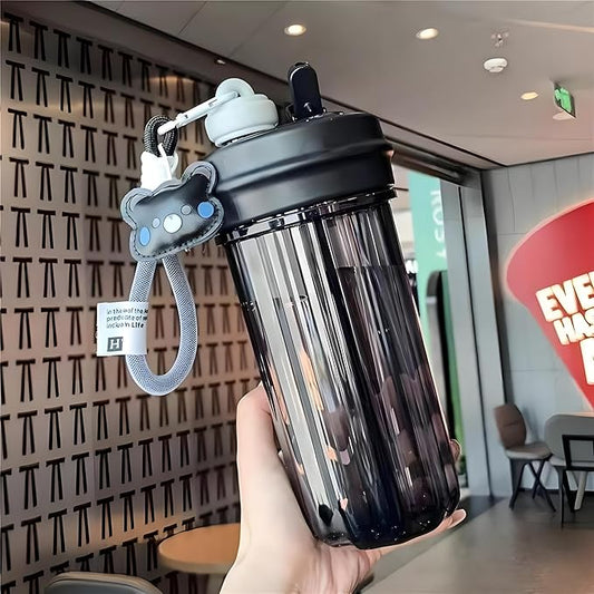 28oz Split Flask Tumbler 2 in 1 Mixed Drink Tumbler, Kawaii Cup With Storage Blender Water Bottle, Travel Camping Snack Slushie Cup With Straw (black)