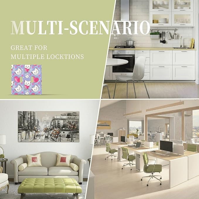 Cartoon Baby Panda Double Toggle Light Switch Covers 2 Gang Wall Plate Dual Decorative Switchplate Electrical Faceplate for Bathroom Country Kitchen Bedroom Decor, 4.9" x 5"