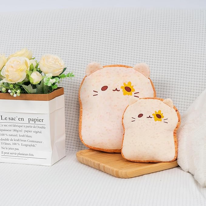 Toast Bread Pillow Funny Sliced Bread Plush Toy Pillows, Funny Food Plushie Stuffed Toy, Cute & Soft Bread Shape Stuffed Decor Toy, Birthday Toy for Kids & Toddlers