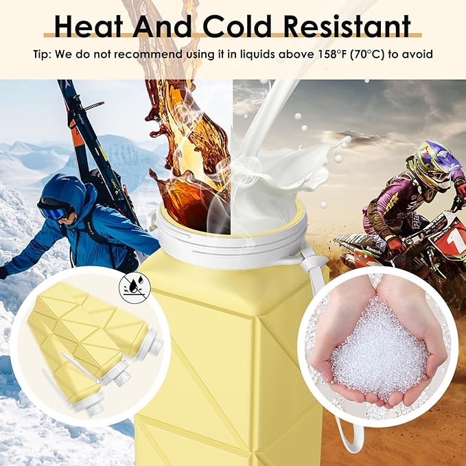 Collapsible Water Bottles,Leakproof BPA-Free Silicone Foldable Portable Water Bottle Cup 21oz,Food-Grade Travel Bottles,Lightweight Reusable Water bottle for Cycling Gym Camping Sports Outdoor