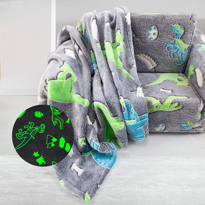 Kids Blanket Sofa Blanket for Kids Glow in The Dark Kids Blanket Mini Dinosaur Blanket for Kids Toddlers