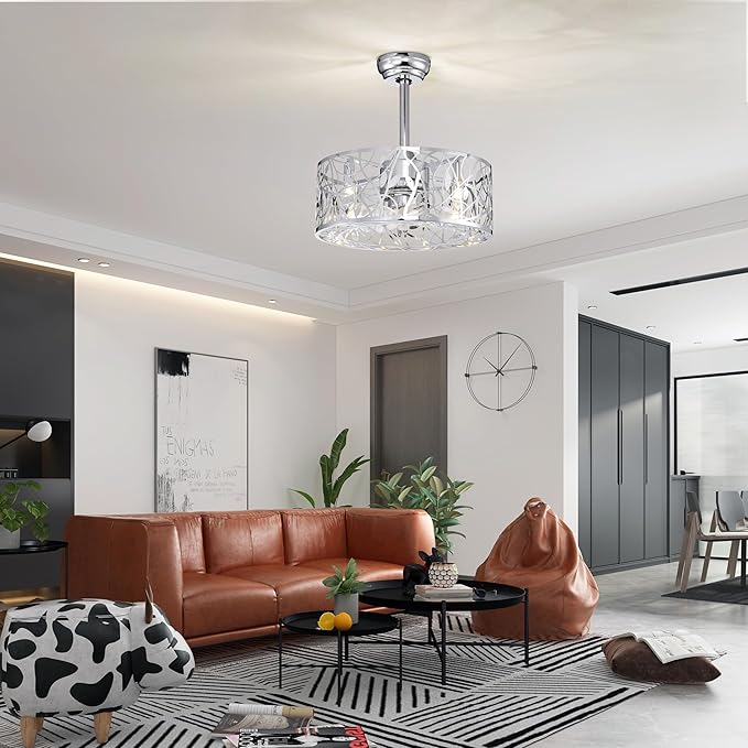 NicBex Ceiling Fan 18 Inch Vintage Style Ceiling Fan with Lights Ceiling Fans with 5 Blades and Remote Control Reversible Caged Ceiling Fan for Bedroom, Living Room, Silver