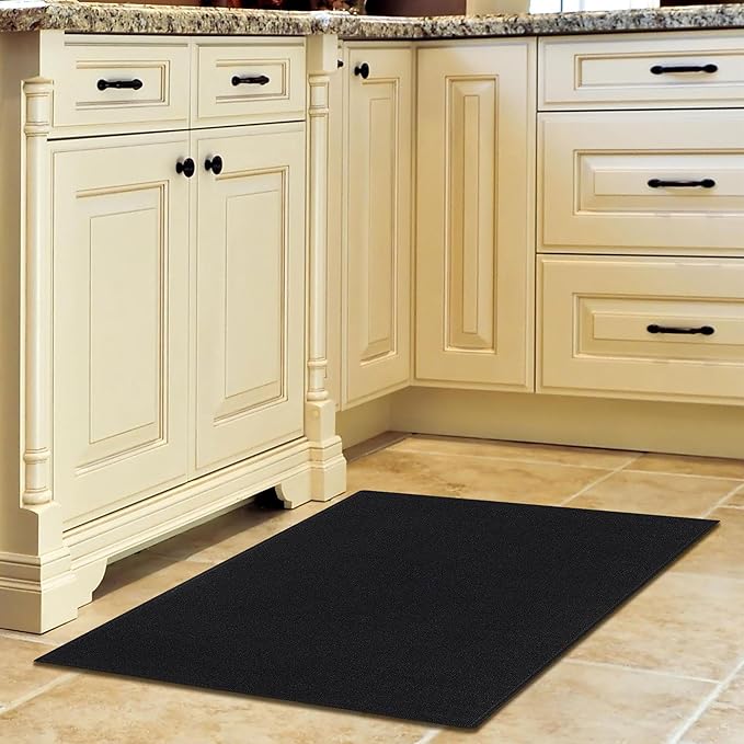 Machine Washable Modern Solid Design Non-Slip Rubberback 2x3 Traditional Area Rug for Entryway, Bedroom, Kitchen, Bathroom, 2'3" x 3', Black