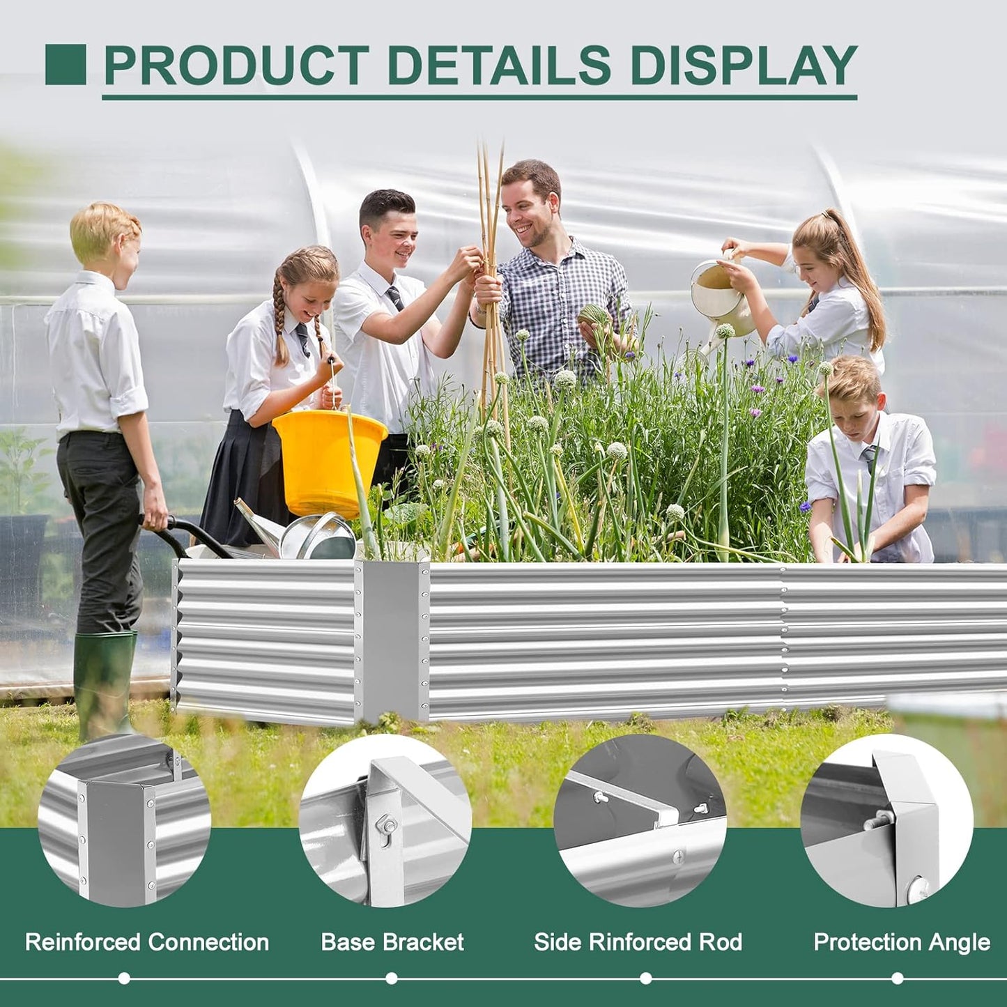 Land Guard 8×4×2 ft Galvanized Raised Garden Bed Kit, Galvanized Planter Raised Garden Boxes Outdoor, Large Metal Raised Garden Beds for Vegetables.