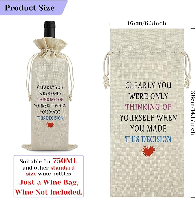 Leaving Away Gifts for Colleague Wine Bag New Job Gifts for Coworkers Drawstring Wine Bottle Bag Farewell Goodbye Gift for Boss Women Men Friends Congratulation Gift Reusable Burlap Wine Gift Bag