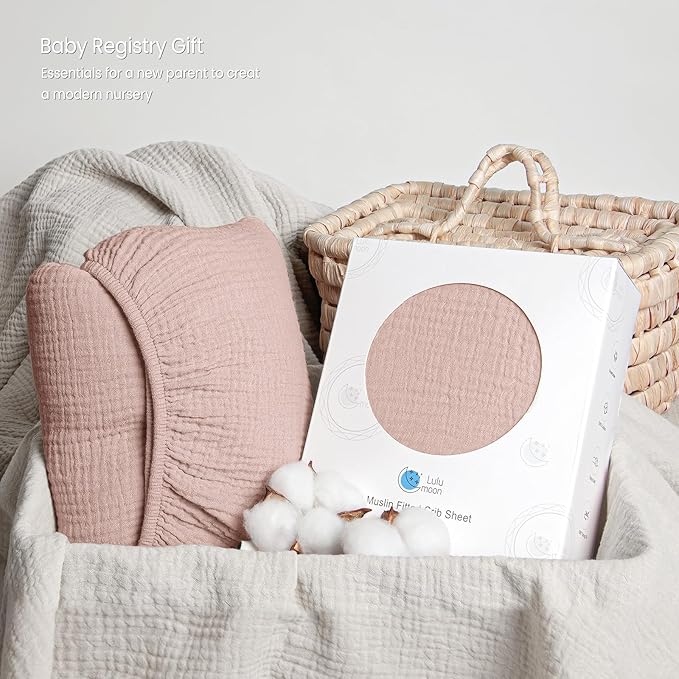 Lulumoon Muslin Crib Sheet Fitted Crib Mattress Sheet for Boys and Girls, 28"x 52" Sand