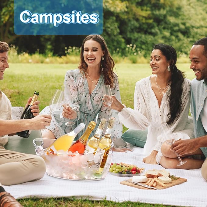 Ice Buckets for Parties, 5.5 Liter Large 2-Piece Acrylic Clear Bucket, Mimosa Bar Supplies with 2 Ice Bucket Scoops for Wine, Champagne or Beer Bottles Frozen,Ideal for Birthday Parties Outdoor,Bars