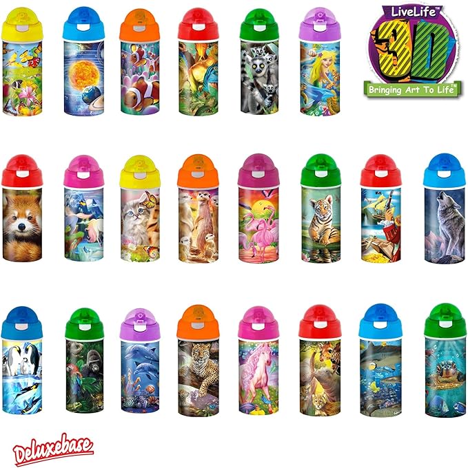 Drinking Bottle - Hangin Around from Deluxebase. 3D Lenticular Sloth Water Bottle with Straw. 600ml kids drinks bottle with original artwork from renowned artist, David Penfound