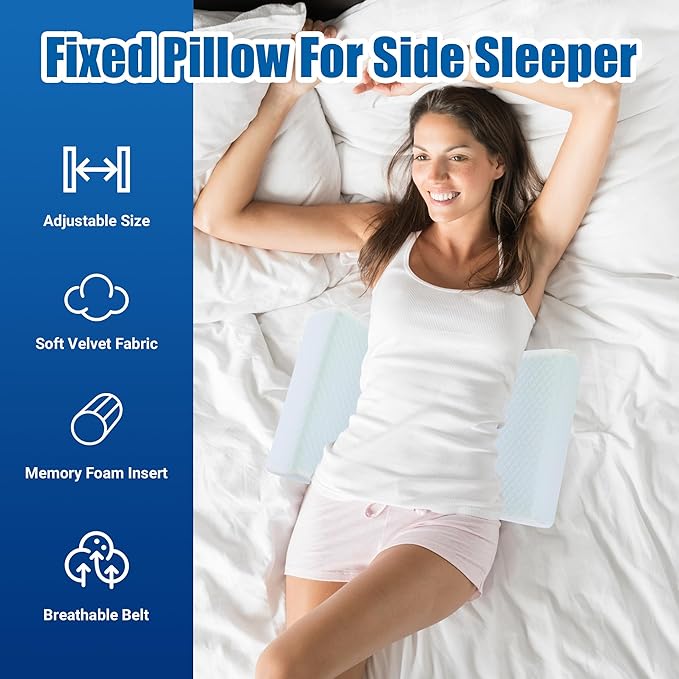 HOMBYS Memory Foam Sleep Position Training Pillow, Body Supportive Trainer Pillow for Back Sleeper Side Sleeper, Adjustable Body Pillow - White