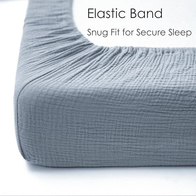 Muslin Cotton Crib Sheets - Neutral Fitted Sheets for Standard Crib& Toddler Mattress Soft and Breathable Baby Sheets for Boys and Girls - 28"x52"