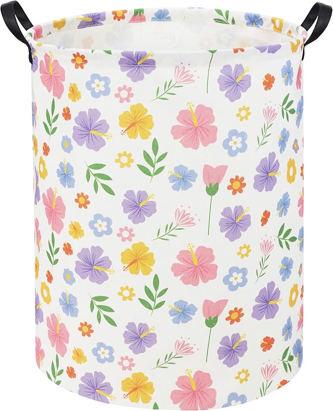 Flower Kids Laundry Basket Baby Hamper Toy Storage Bin for Boys Room Decor Baby Nursery Hamper Gift Baskets for Bedroom Bathroom(Flower)