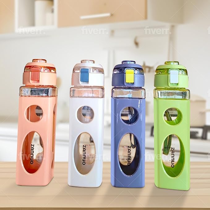 Water Bottle with Rope handle Easy Carry, Sport Water Bottle for Gym, Outdoor, School and Office, Leak Proof Portable Water Bottle BPA Free, Drink Water Bottles 650 ml / 22 oz. (Pink)