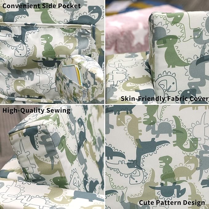 Kids Sofa, Children's 2 in 1 Convertible Sofa to Lounger - Extra Soft Flip Open Chair & Sleeper, Cute Dinosaur Print Toddler Chairs Kids Couch for Kids Girls Boys