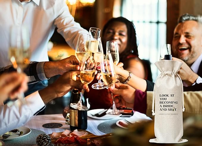 Engagement Wine Gifts Bag, Gifts For Wedding Engagement Marriage Honeymoon Bride Shower Reusable Wine Bag, Champagne Gifts Bag, Gifts For Newly Engaged Couples Bride Women Sister Friends-30