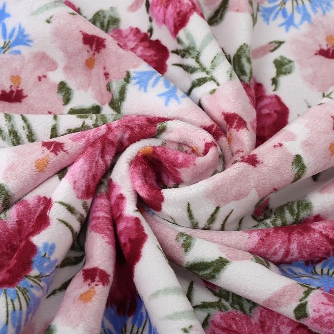 DaysU Silky Micro Soft Plush Baby Blankets for Girls with Print Pattern and Soothing Raised Dots, Double Layer Bed Throws for Baby Crib, Flower, Pink, 30x40 Inches