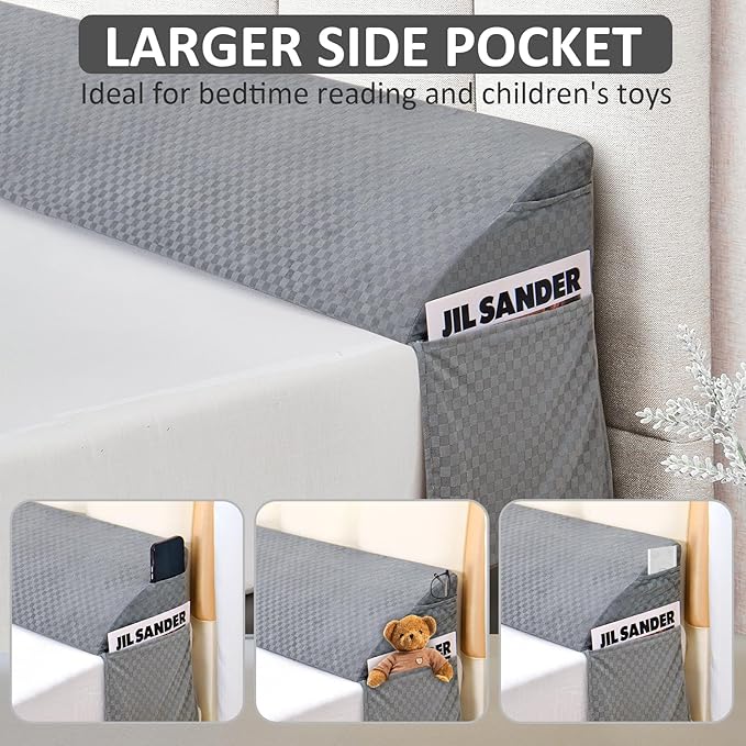 Wedge Pillow for Headboard - Queen Size Bed Wedge Pillow Headboard, Bed Wedge Gap Filler, Pillow Wedge for Headboard Gap - Fill The Gap (0-8") Between Headboard and Mattress (60"x10"x6")