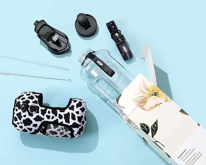 H2O Capsule 2.2L Half Gallon Water Bottle with Storage Sleeve and Removable Straw – BPA Free Large Reusable Drink Container with Handle - Big Sports Jug, 2.2 Liter (74 Ounce), Cowbell