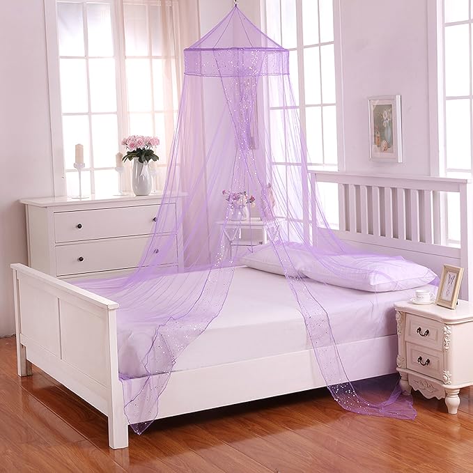 Cotton Loft Galaxy Kids Collapsible Hoop Sheer Bed Canopy, One Size, Purple